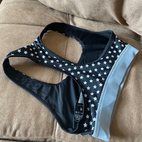 PE.NATION SPORT BRA WHITE BLACK PINK STARS SIZE XSMALL GYM YOGA CHIC SPORTY - Picture 11 of 14